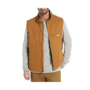 Wolverine Mens Brown Canvas Sherpa Lined Full Zip Work Vest XXL W1208440-205